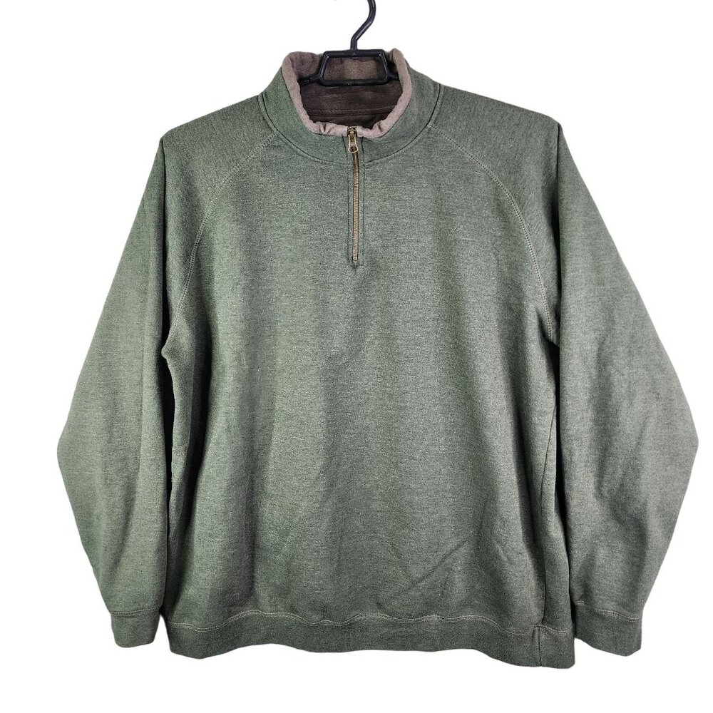 Mens Red Head Brand Co Green Pullover Sweatshirt 1/4 Zip Long Sleeve Size 2XL